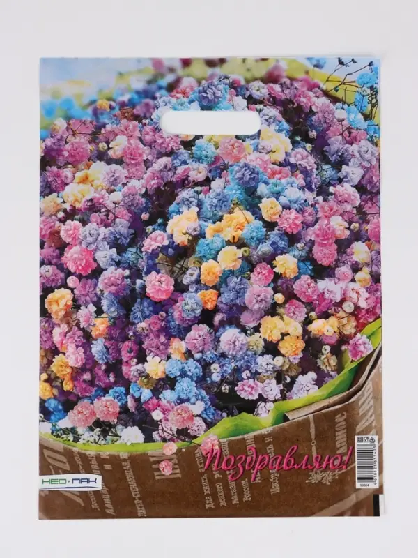 Пакет Пакет "Райский букет, полиэтиленовый с вырубной ручкой 30х40 см, 60 мкм