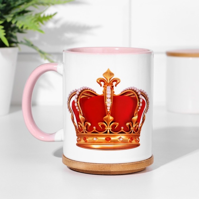 Кружка чайная керамическая Кружка чайная керамическая "Мама всегда права" цвет белый, 320 мл,дно розового цвета