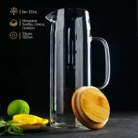 Кувшин стеклянный с бамбуковой крышкой Magistro &laquo;Эко&raquo;, 1,3 л