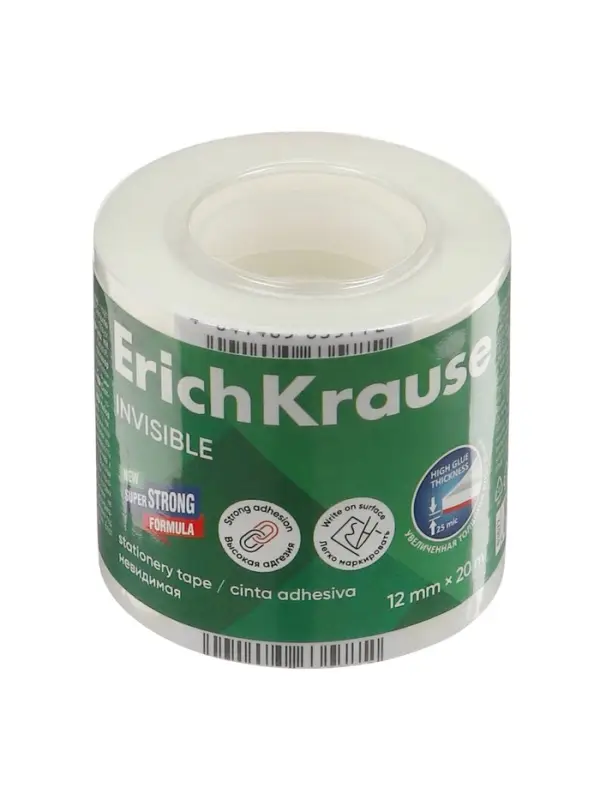 Набор из клейких лент ErichKrause Invisible, 12 мм &times; 20 м, невидимая
