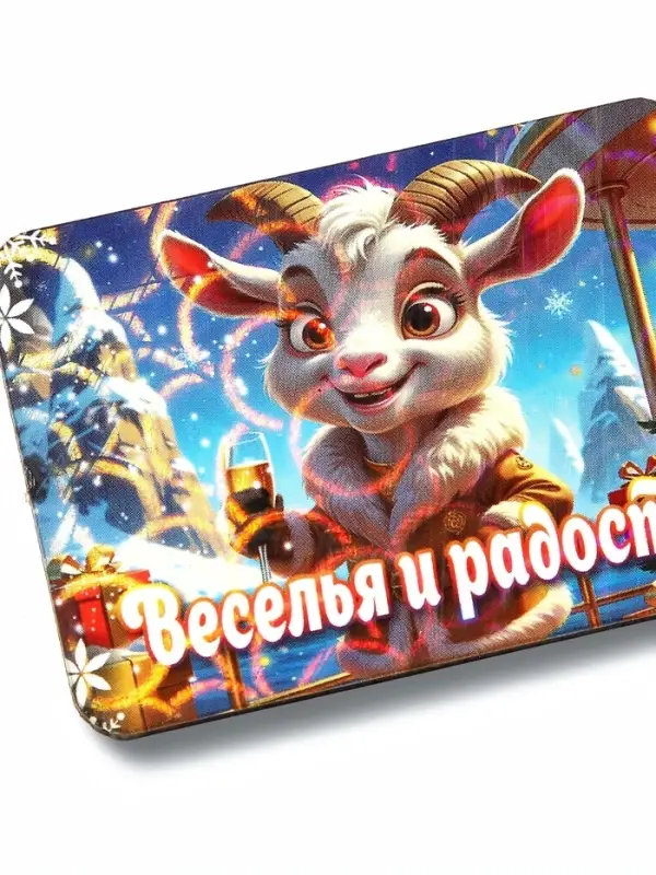 Магнит новогодний набор 6 шт. 2027 &laquo;Веселья и радости&raquo; 4.5&times;6.3 см