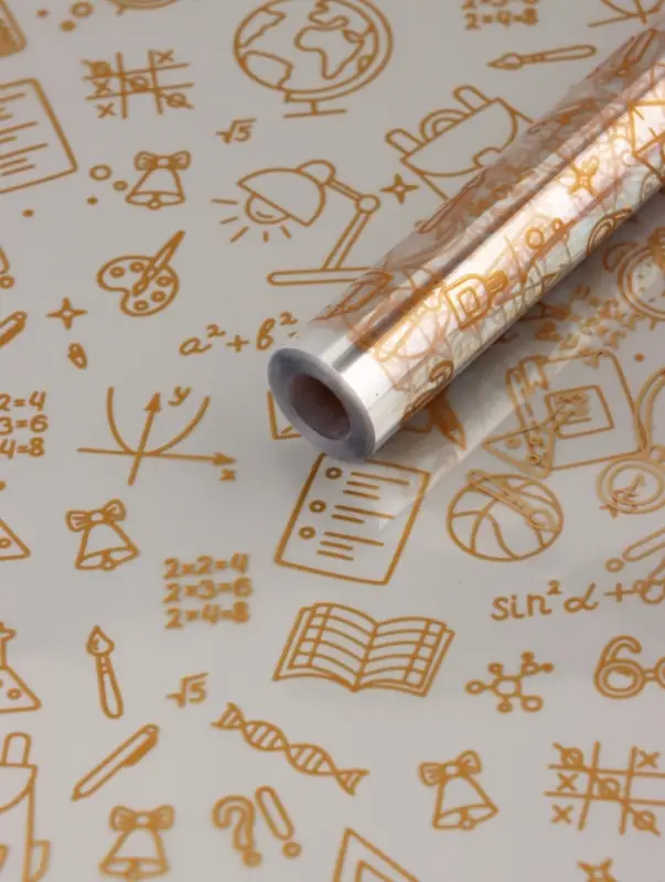 Пленка для цветов &laquo;Школьная пора&raquo; прозрачная, золотая, 0.7&times;8.2 м, 40 мкм