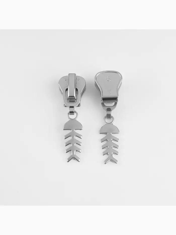 Бегунок для молнии &laquo;Трактор&raquo;, №8, &laquo;Рыба&raquo;, 10 шт., цвет никель