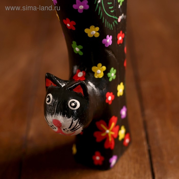 Сувенир «Кошечка черная в цветочек», 8×4×39 см, дерево Сувенир «Кошечка черная в цветочек», 8×4×39 см, дерево