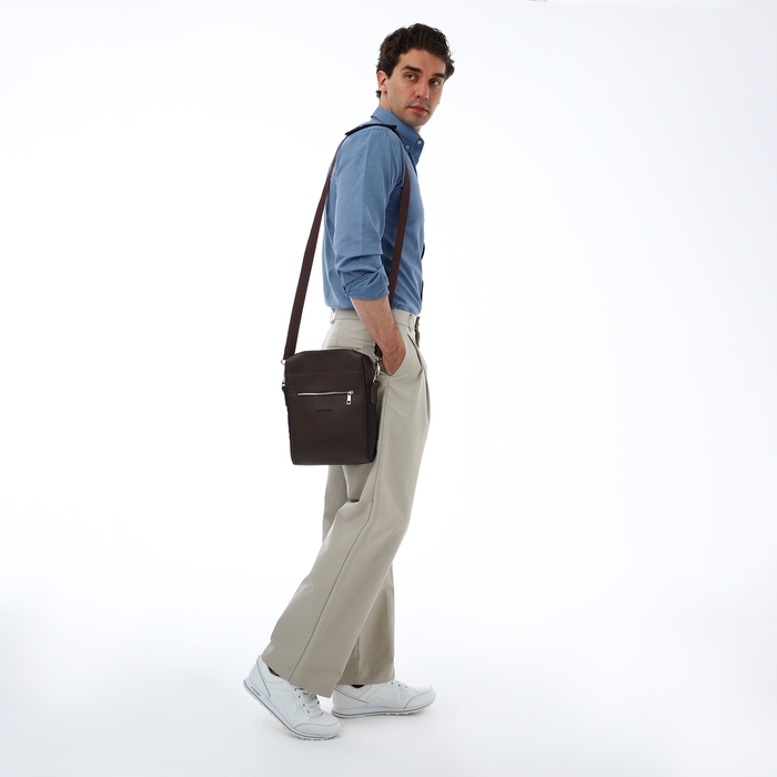Сумка мужская через плечо TEXTURA, искусственная кожа, цвет коричневый Сумка мужская через плечо TEXTURA, искусственная кожа, цвет коричневый