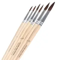 Набор кистей для рисования, белка, 6 штук: № 2, 4, 6, 8, 10, 12, Calligrata, круглые, деревянная ручка, международный размер