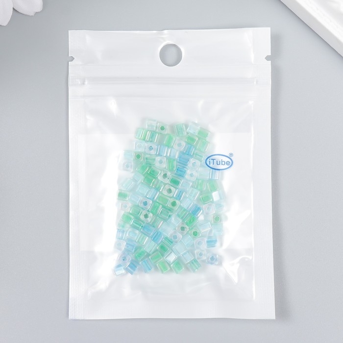 Бисер стекло 6/0  Бисер стекло 6/0 "Кубик. Полупрозрачный. Нежно-голубой" 10 гр