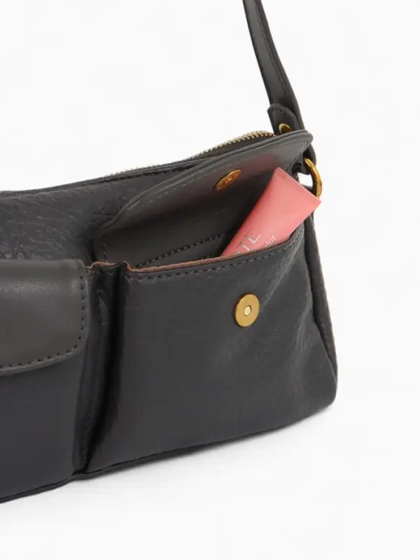 Сумка женская багет TEXTURA на молнии, 27&times;8&times;13 см, тёмно-серая