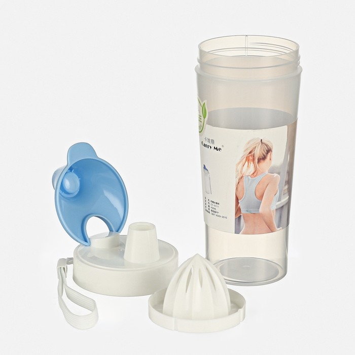 Шейкер спортивный для коктейлей, воды, с соковыжималкой, 450 мл, 20 х 10 см, микс Шейкер спортивный для коктейлей, воды, с соковыжималкой, 450 мл, 20 х 10 см, микс