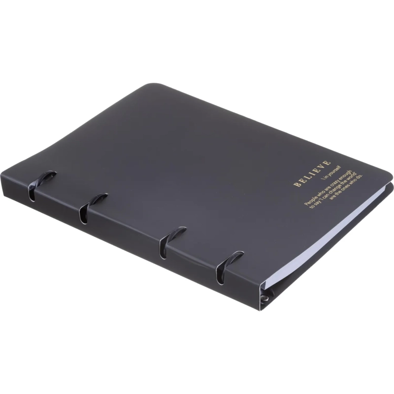 Тетрадь общая, BS, А5, 120л., клетка, кольца, Believe, черный N4761