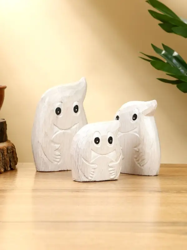 Набор сувенирный  Набор сувенирный "Привидения" дерево H 12, 9, 7 см, цв. светло-серый