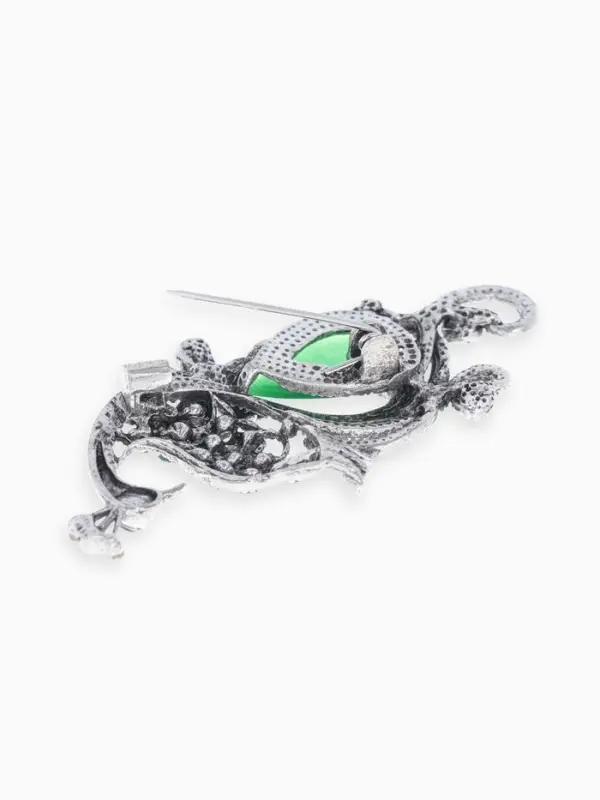 Брошь &laquo;Павлин&raquo;, элегантный, разноцветная в чернёном серебре