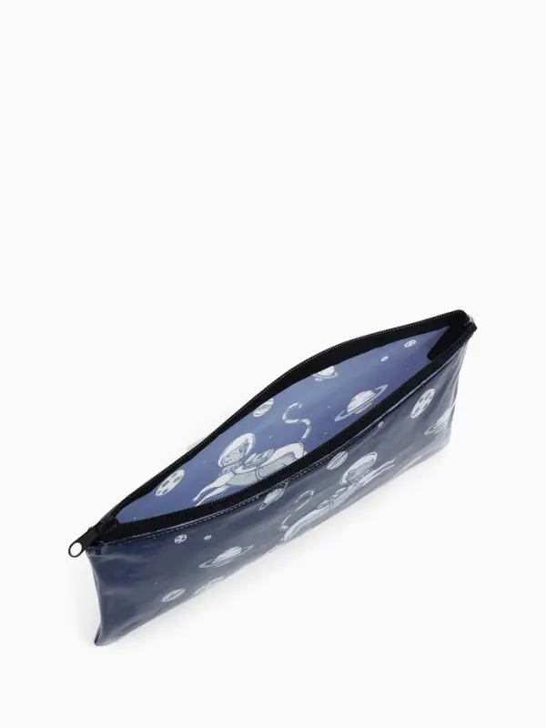 Косметичка-пенал на молнии, с рисунком &laquo;Космический кот&raquo;, 20.5&times;0.5&times;9.5 см, синяя