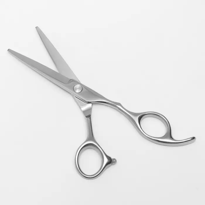 Ножницы парикмахерские с упором, загнутые кольца, лезвие &mdash; 5.5 см, серебристые
