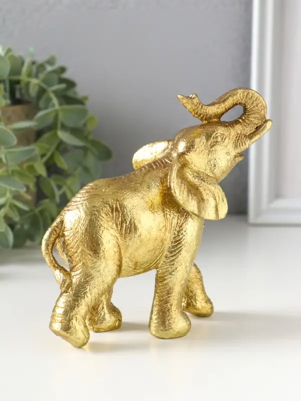 Сувенир полистоун "Золотой слон" 12х5,6х15,5 см