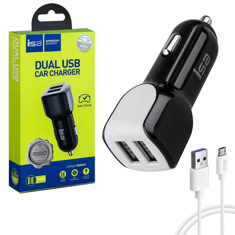 АЗУ C02 USB на Micro USB + 2 USB 2A ISA черное АЗУ C02 USB на Micro USB + 2 USB 2A ISA черное