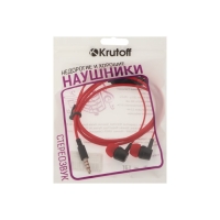 Наушники Krutoff HF-J69, вакуумные, микрофон, 106 дБ, 16 Ом, 3.5 мм, 1 м, красные
