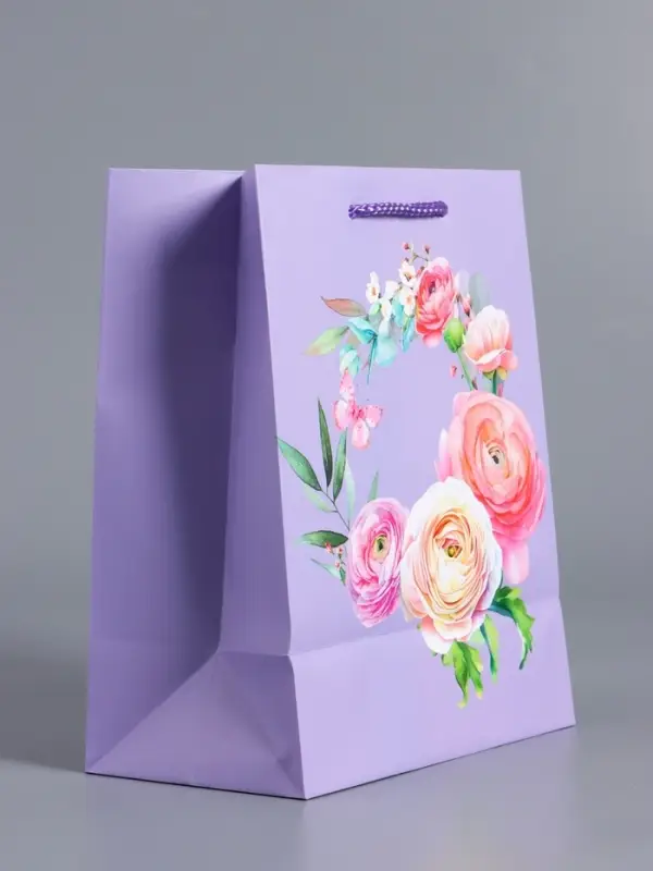 Пакет подарочный "Цветочная симфония" ламинированный 18 х 22,3 х 10 см
