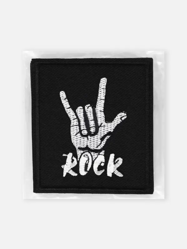 Термоаппликация Rock, 7.8&times;8.8 см, фасовка 10 шт., чёрная