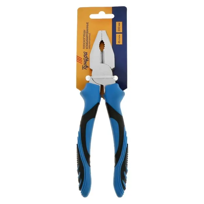 Плоскогубцы комбинированные ТУНДРА, сталь 45, никелированные, 2К рукоятки, 200 мм Плоскогубцы комбинированные ТУНДРА, сталь 45, никелированные, 2К рукоятки, 200 мм