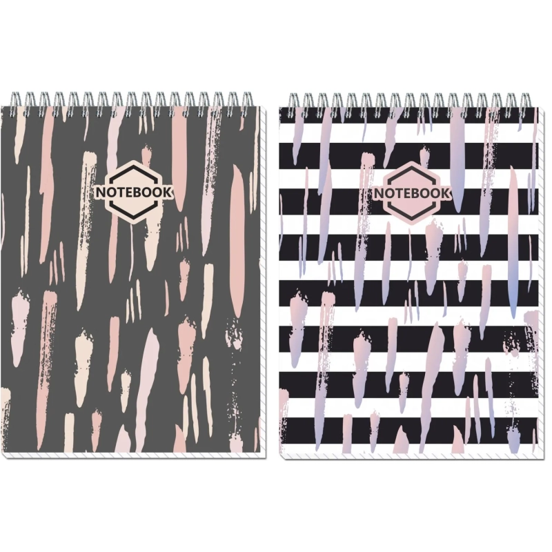 Блокнот А5,80л,клетка,метал.гребень,цв.обложка Стильный Офис 2737 в ассорт