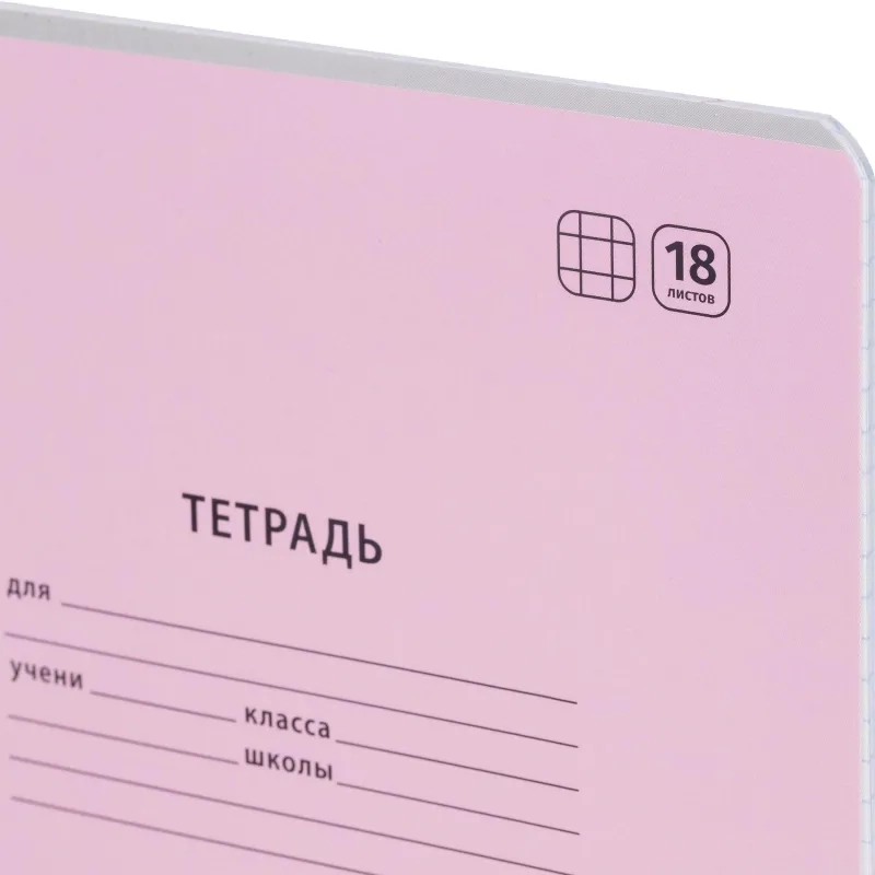 Тетрадь школьная Комус Класс А5 18 л клетка, Розовый 10 шт./уп