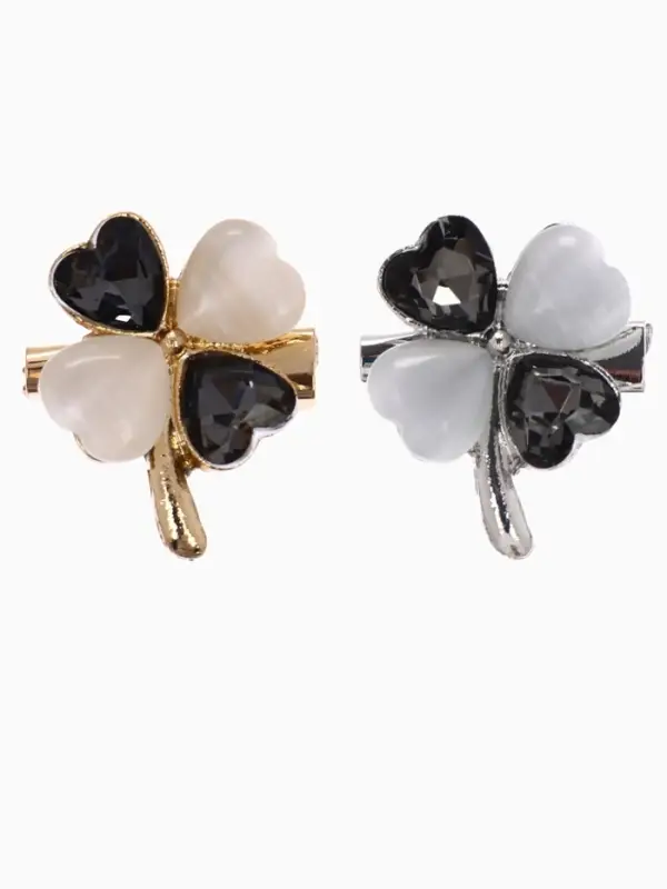 Брошь &laquo;Клевер&raquo;, кошачий глаз, МИКС