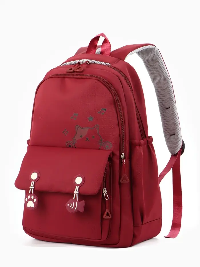 Рюкзак 29*14*44 см.2 отд. 3 н/карм. Кот, бордо