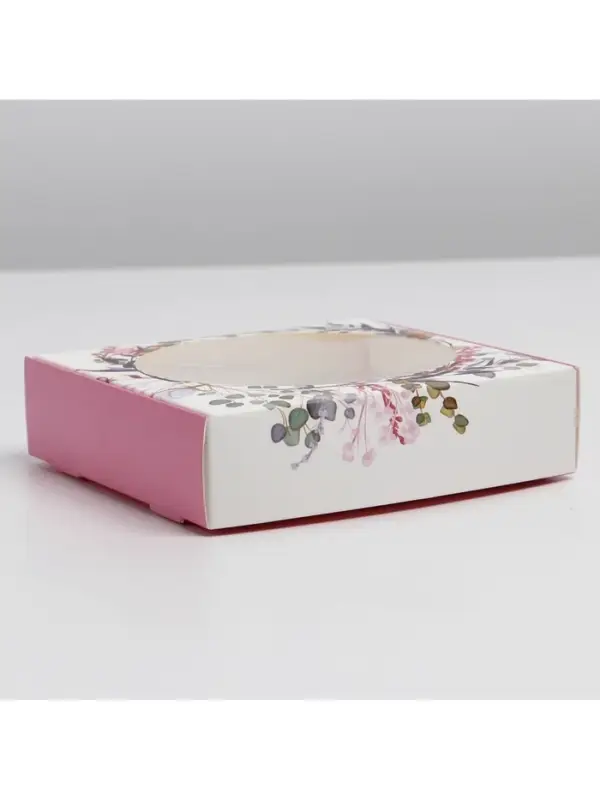 Коробка для макарун с низкими бортами, кондитерская упаковка, &laquo;Нежность&raquo;, 11х 11х 3 см