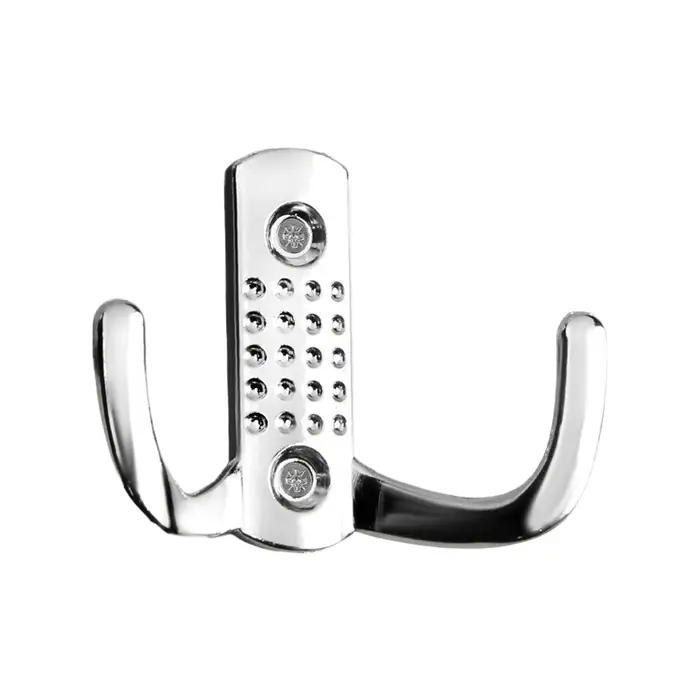 Крючок мебельный ТУНДРА TKD011, двухрожковый, хром, 4 шт