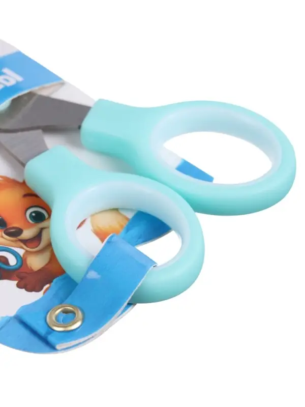 Ножницы канцелярские 13 см, пластиковые ручки, закругленные концы, блистер, корпус МИКС