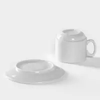 Кофейная пара Добрушский завод &laquo;Бельё&raquo;, 2 предмета: чашка 100 мл, блюдце d=11 см, фарфор, белая