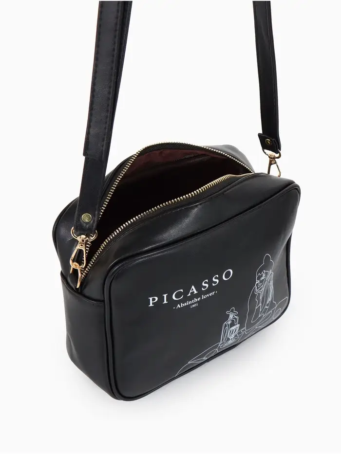 Сумка женская на молнии TEXTURA, 22&times;8&times;17 см, с принтом, чёрная