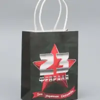 Пакет подарочный крафт &laquo;С 23 Февраля!&raquo; 12&times;6&times;16 См