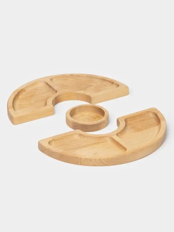 Подарочный набор посуды Adelica &laquo;Винный&raquo;, столик для вина d=32 см, менажница d=25 см, подсвечник d=8 см, дерево берёза