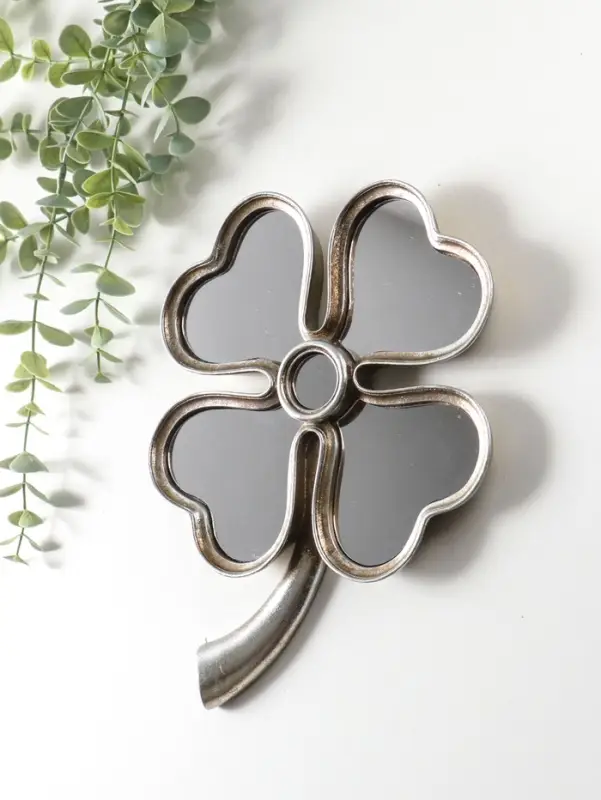 Панно настенное полистоун &laquo;Зеркальный клевер&raquo;, под серебро, 19&times;2.5&times;26 см