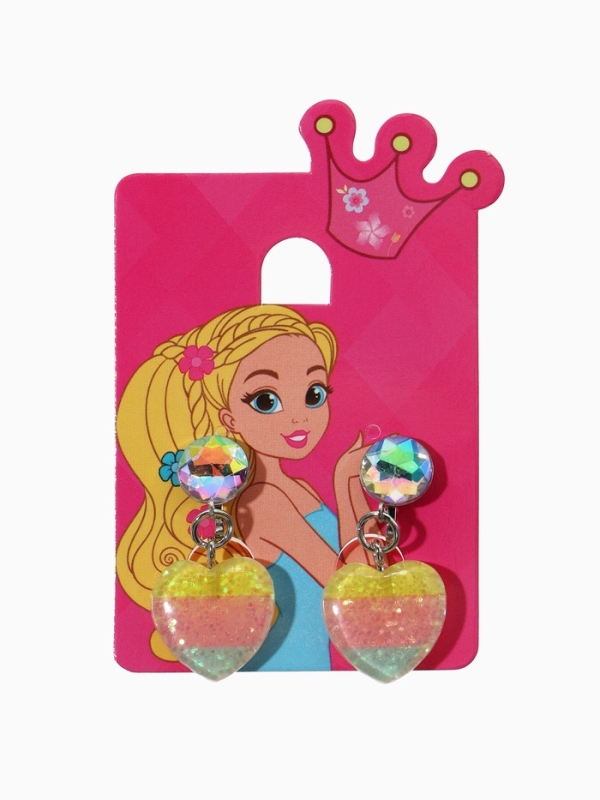 Серьги-клипсы детские  Серьги-клипсы детские "Выбражулька" сердце с кругом кристалл, цветные