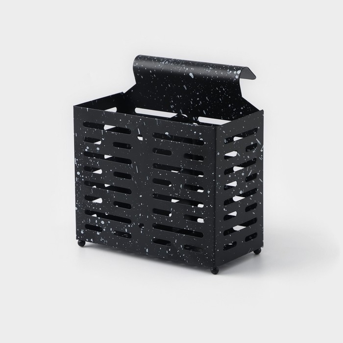 Сушилка для столовых приборов подвесная Доляна, 17,5×16,5×9 см, цвет чёрный