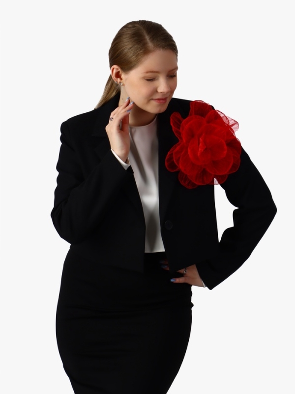 Брошь текстильная «Цветок» объемный, невесомый,цвет красный Брошь текстильная «Цветок» объемный, невесомый,цвет красный