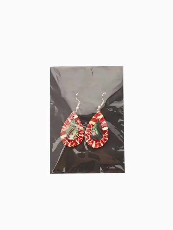 Серьги  Серьги "Капельки" ракушка 5,5х2 см, цв. красный
