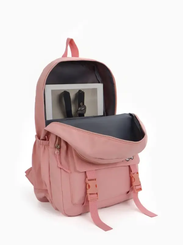 Рюкзак школьный на молнии, с карманами, с принтом, размер 30&times;13&times;44 см, розовый