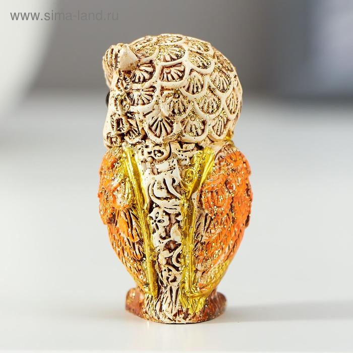 Сувенир полистоун Сувенир полистоун "Филин беж с оранжевыми крыльями" МИКС 5х2,8х3 см