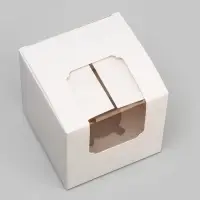 Коробка для капкейка, без ручек, белая, 9×9×9 см