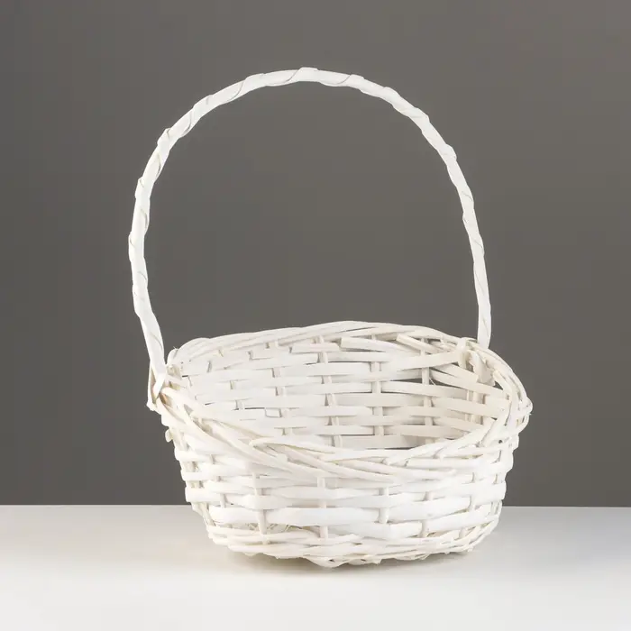 Корзина плетеная, 26х21х8х13х32 см, белый, ива