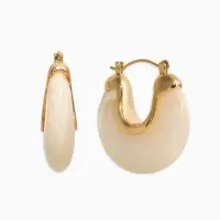 Серьги акрил "Стиль" подкова, цвет белый в золоте