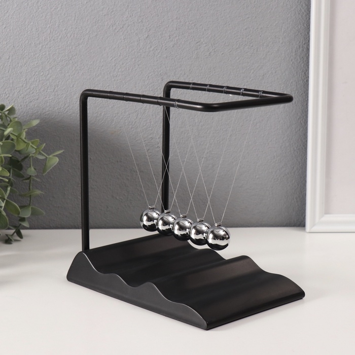 Маятник пластик Маятник пластик "Шары Ньютона. Водопад" чёрный 12,4х18,8х19,6 см