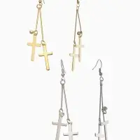 Серьги висячие &laquo;Шелест&raquo;, крестики, цвет МИКС, 8.5 см