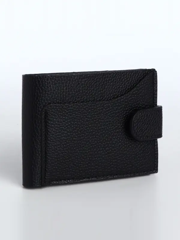 Портмоне мужское на кнопке, отдел для карт, монет, чёрное