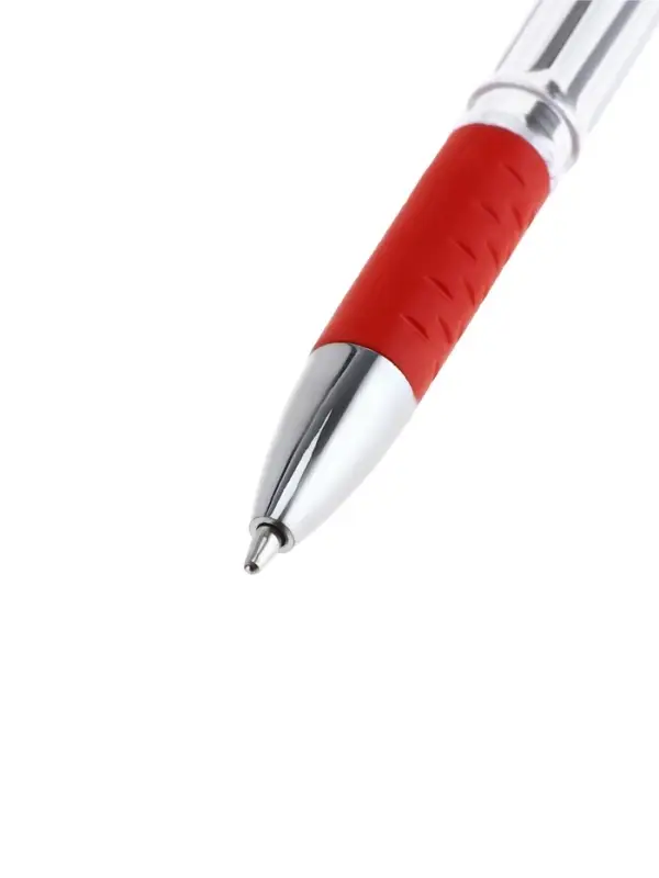 Ручка шариковая 0.5 мм красная, корпус прозрачный с резиновым держателем Ручка шариковая 0.5 мм красная, корпус прозрачный с резиновым держателем