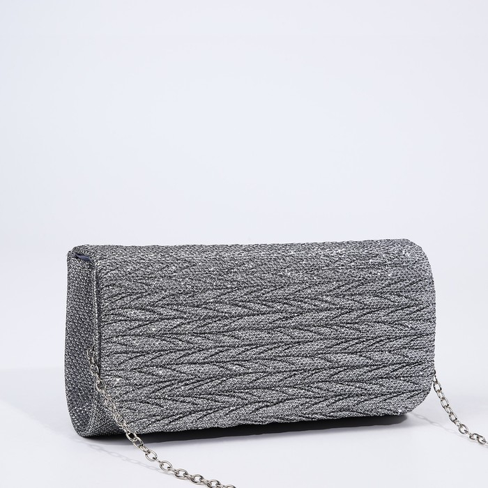 Сумка-клатч на магните, длинная цепь, цвет светло-серый Сумка-клатч на магните, длинная цепь, цвет светло-серый
